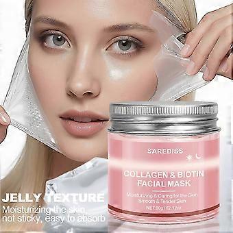 Collagen & Biotin Wrapping Peel Off Facial Mask, Deep Hydration, Reduces Wrinkles and Improves Skin Elasticity, Lightweight and Non-Irritating, Smooth