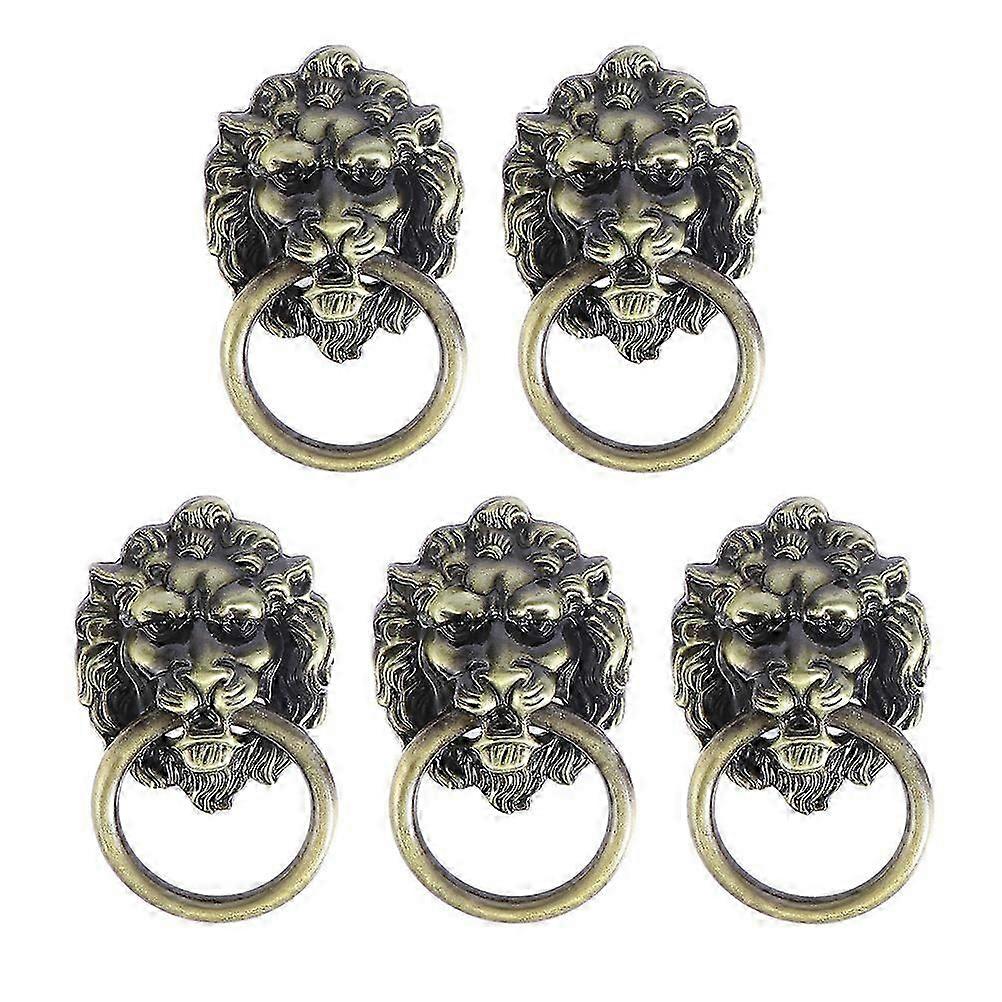 Lion Head Pull Handles Zinc Alloy Pull Knobs for Home Use 5Pcs Set