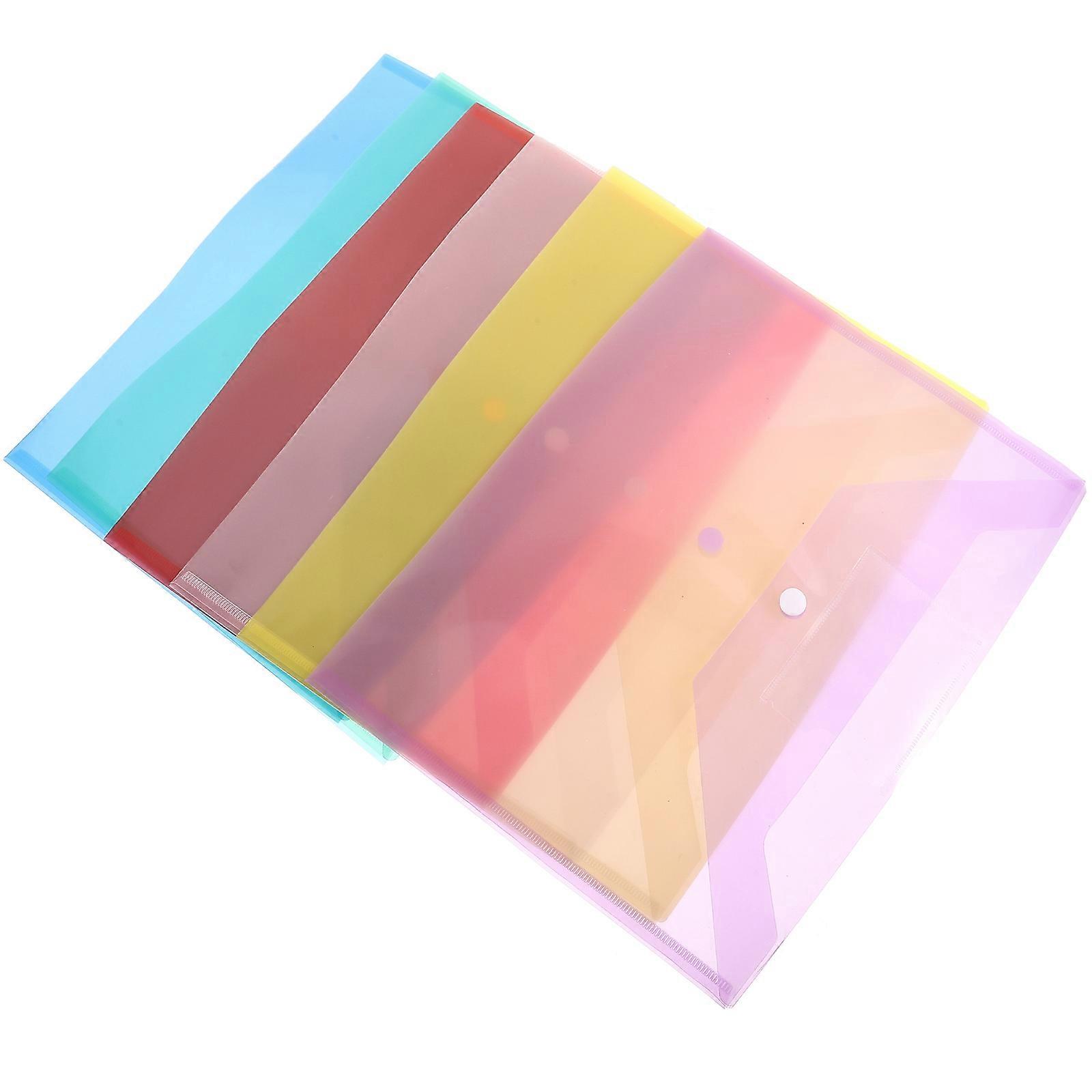 6Pcs Documents Envelopes Button File Bags Transparent File Pockets Plastic Document Storage Bags