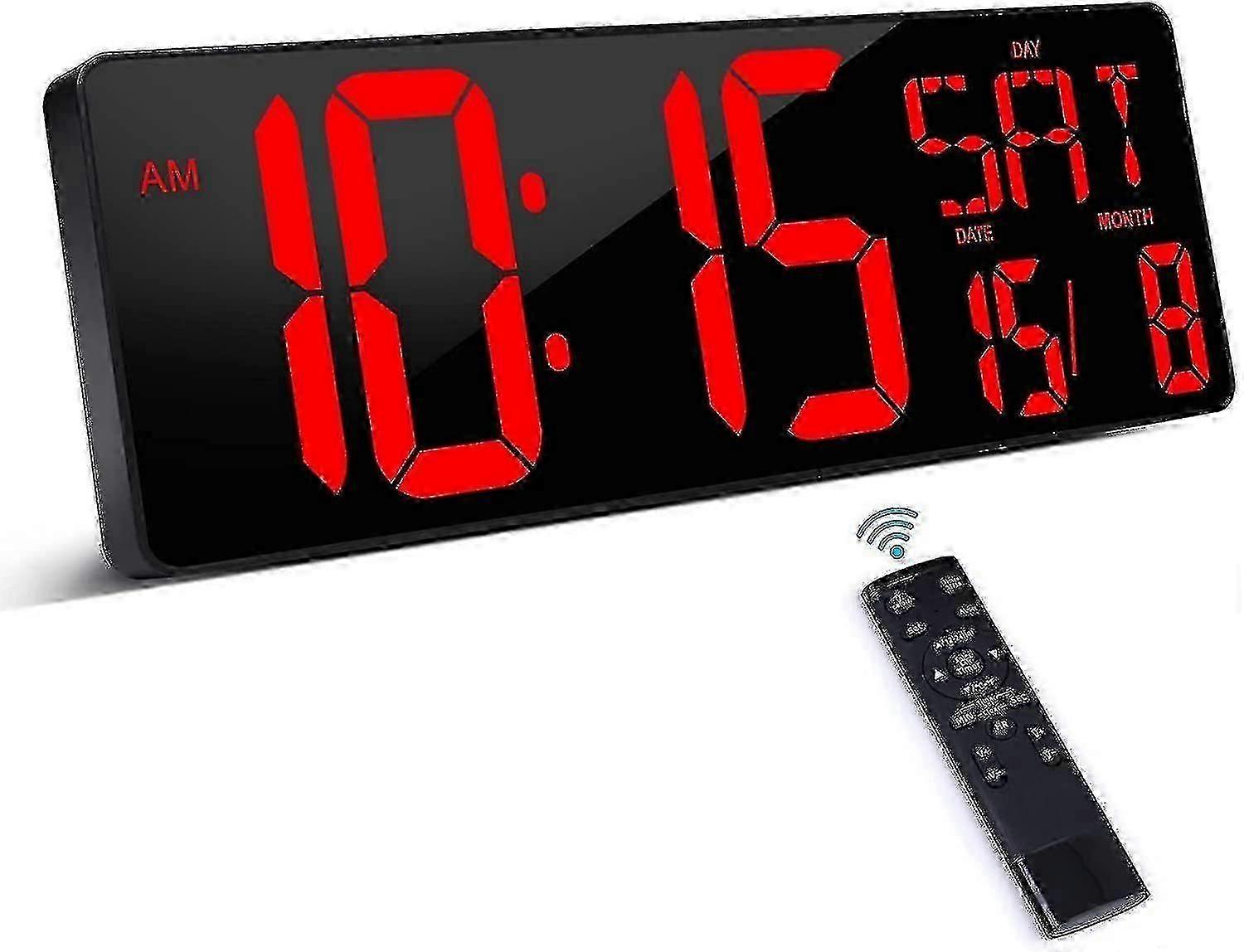 Digital Wall Clock With Remote Control, 16.5" Led Digital Alarm Clock, Countdown Timer With Large Display 26-27