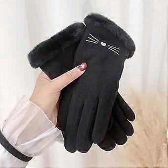 Warme Wildlederhandschuhe für Herbst und Winter mit dickem Samt-Plüschbündchen, kältebeständig, Touchscreen-geeignet, ideal zum Reiten und Skifahren.