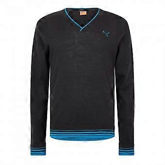 Maglione da uomo Puma con scollo a V e profili a contrasto
