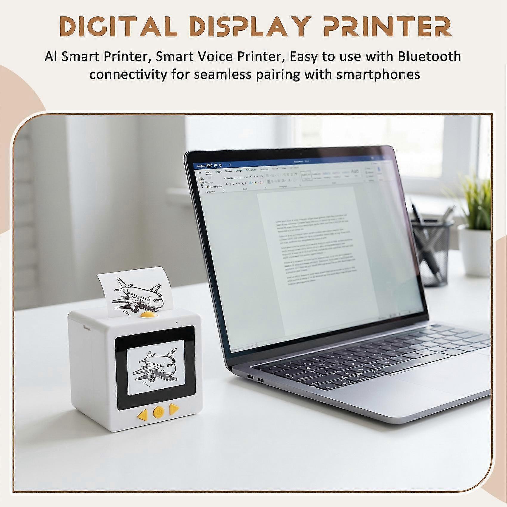 StickerBox AI Printer, AI Smart Printer, Smart Voice Printer, Mini Portable Digital Display Printer Black