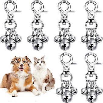6 kpl lemmikkikellot kauluksille Loud Dog Bells Collar Charm Dog Triple Bell riipus (hopea)