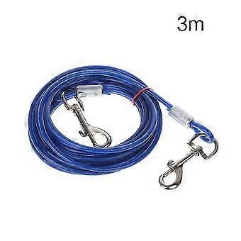 Tie-Out Cable Steel Wire Tie-out Leash Double Metal Clamps for Medium to Large Pet Dogs for 3m/5m/10m Optional Blue S