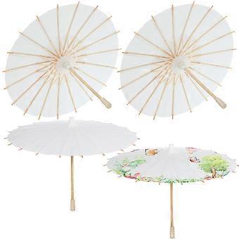 Children's Dance Umbrella Chinese Paper Umbrella Wedding Decoration 4Pcs White