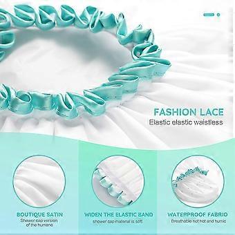 1 PC Shower Cap for Women and Girls, Reusable Oversized, Waterproof, Washable, Cute and SoftWhite