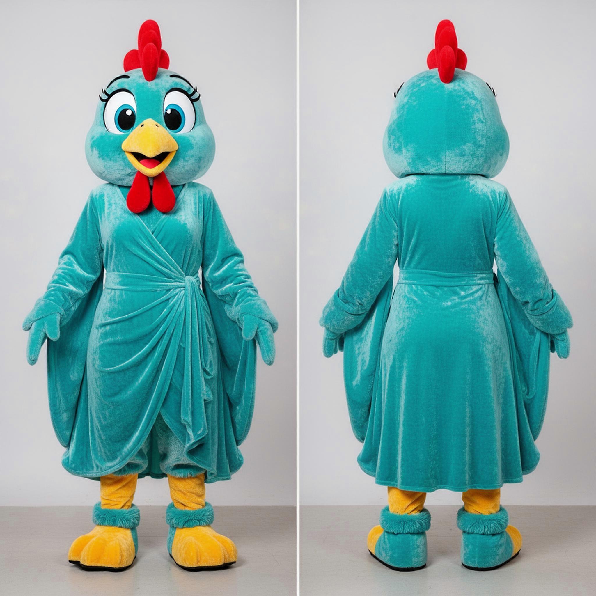 MASTICOT Turquoise Flowing Feathered Roosters Mascot