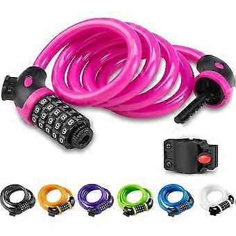 Bike Lock with 5-Digit Code, 1.2M/4ft Bicycle Lock Combination Cable Lock Lightweight & Security Bike Chain Lock for Bicycle, Mountain Bike, Scooter