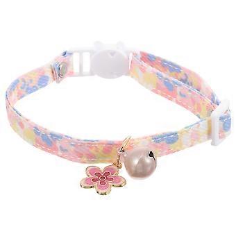 Adjustable Pink Cat Collar for Pet Use 3Pcs with Flower Bell Pendant