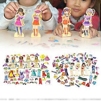 63Pcs/Set Educacional magnético de madeira DIY quebra-cabeça crianças brinquedo de desenvolvimento