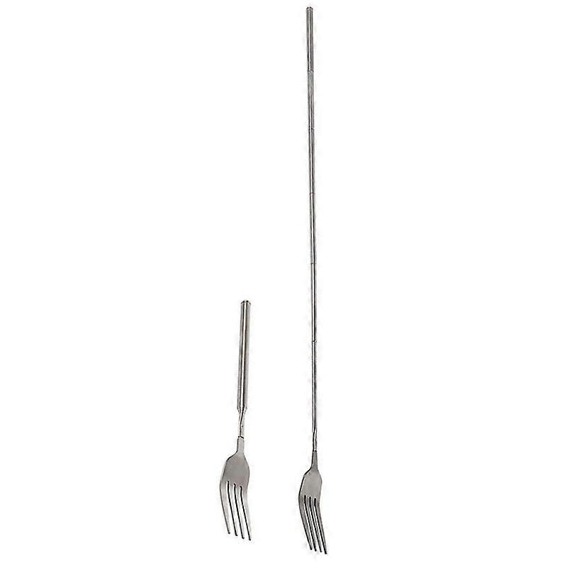 Retro Fork Bbq Telescopic Extendable Dinner  Dessert Long Handle Fork Tableware