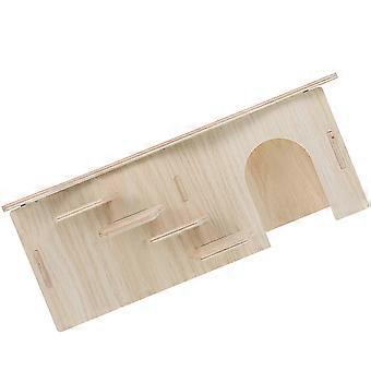 Wooden Maze Hideout House for Small Pets with Ramp Beige