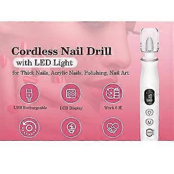 Electric Nail Drill Tools Kit, Cordless Rechargeable E-File for Professional Manicure and Pedicure Home or Salon Use-WHBYV