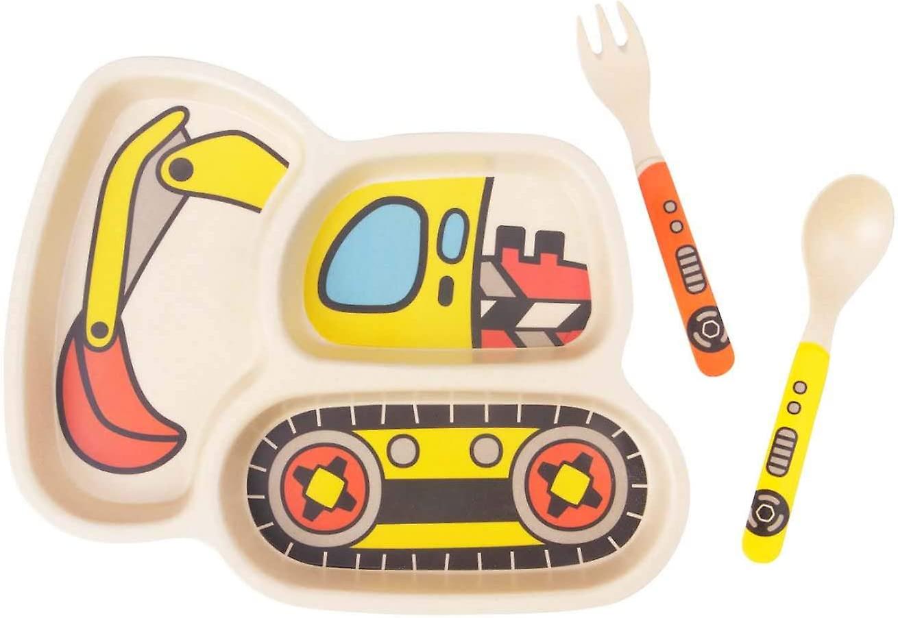 Kinderteller Set Bambus Kleinkind Teller Geschirr Abendessen Geschirr Set Baby Fütterung Auslaufsicher Geteilt