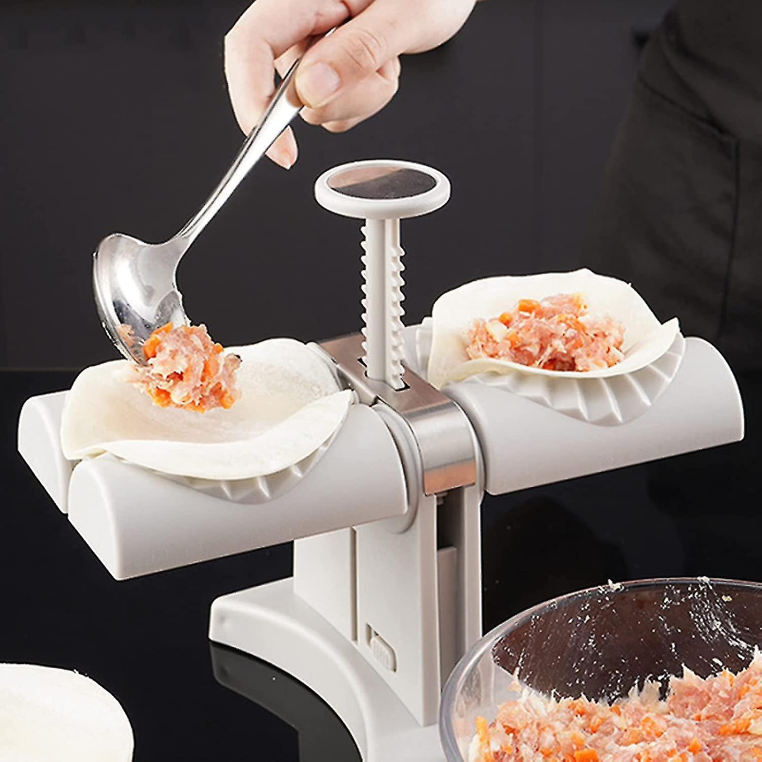 Household Double Head Automatic Dumpling Maker Mould Stainless Steel Manual Dumpling Maker Mould, Make Dumplings Empanadas Quickly