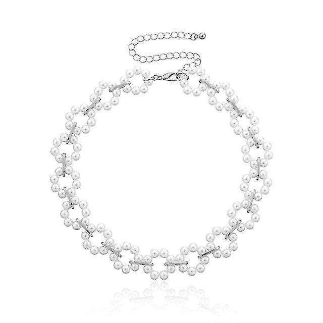 Trendy Pearls Kısa Köprücük Zinciri Charm Aşk Çemberi Çiçekler Chokers Kolye kadınlar için Tatlı Collier Moda Takı Kız Hediye