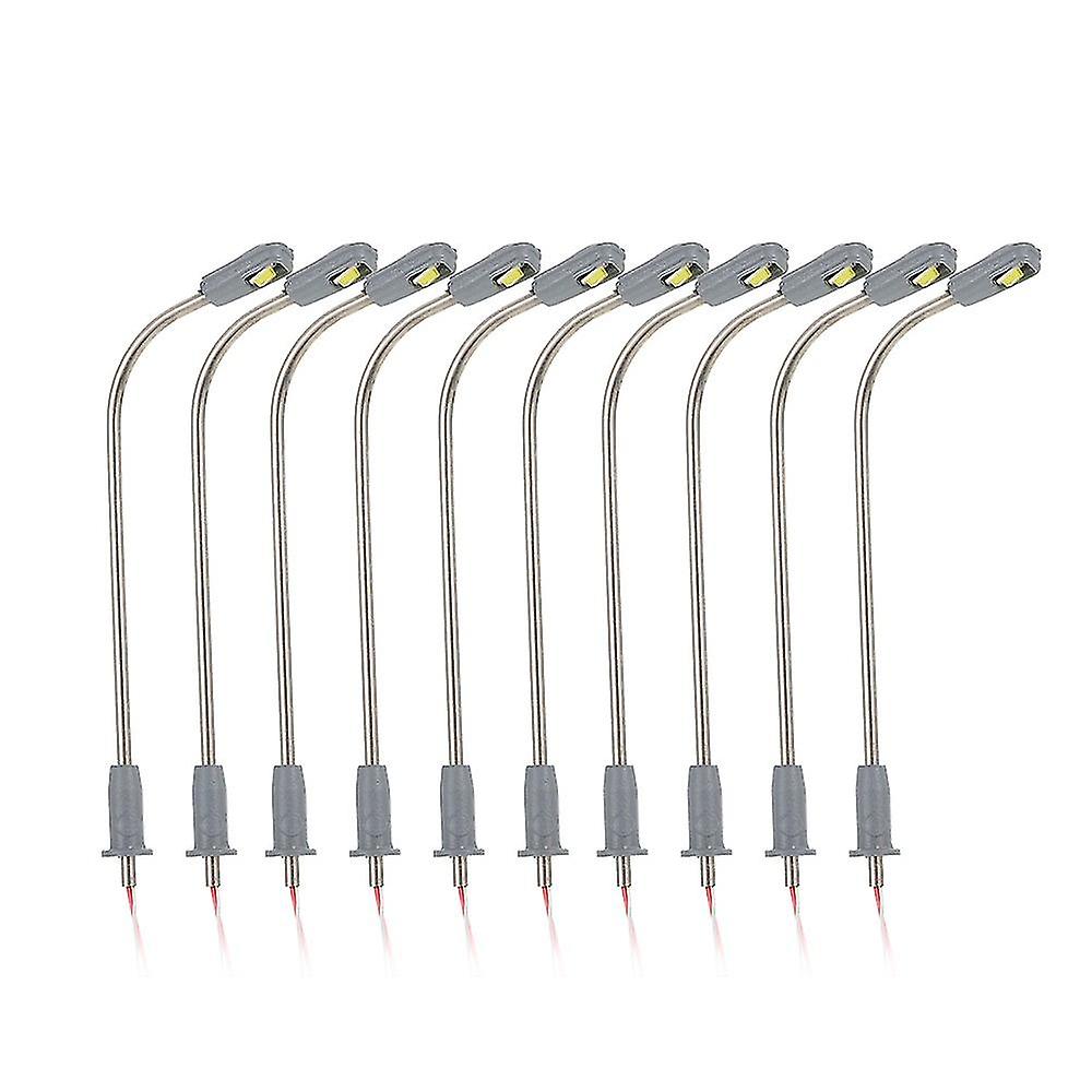 10pcs Scale Lamppost Metal Streets Lamp Modelmaking Single-head Led Lights
