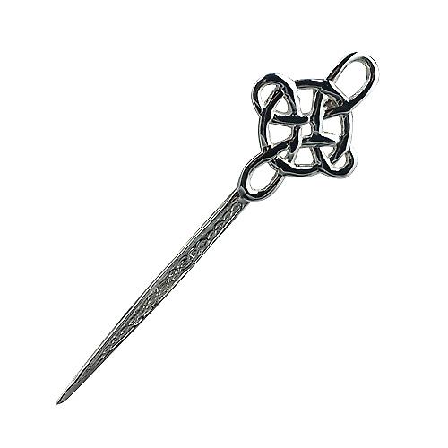 Silver 74x22mm embossed Kilt pin Brooch