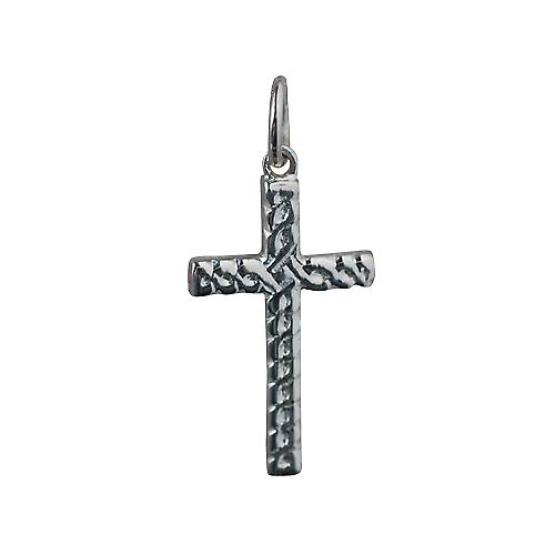 Silver 20x12mm Celtic knot embossed Cross
