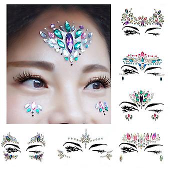 Veeki Halloween Face jewels festival Women Face Gems Glitter 6 Sets Rhinestone Rave Festival Face Jewels,Crystals Face Stickers Eyes  Body Temporary T