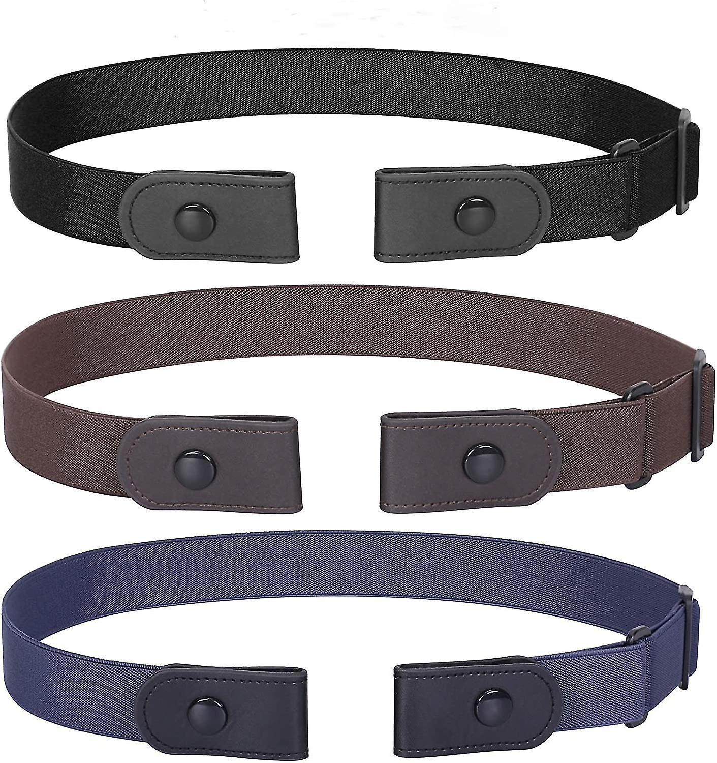 3 Pack/4 Pack Pas De Boucle Invisible Stretch Ceinture Sans Boucle Ceinture Élastique Pour Femmes Et Hommes-fenggeng