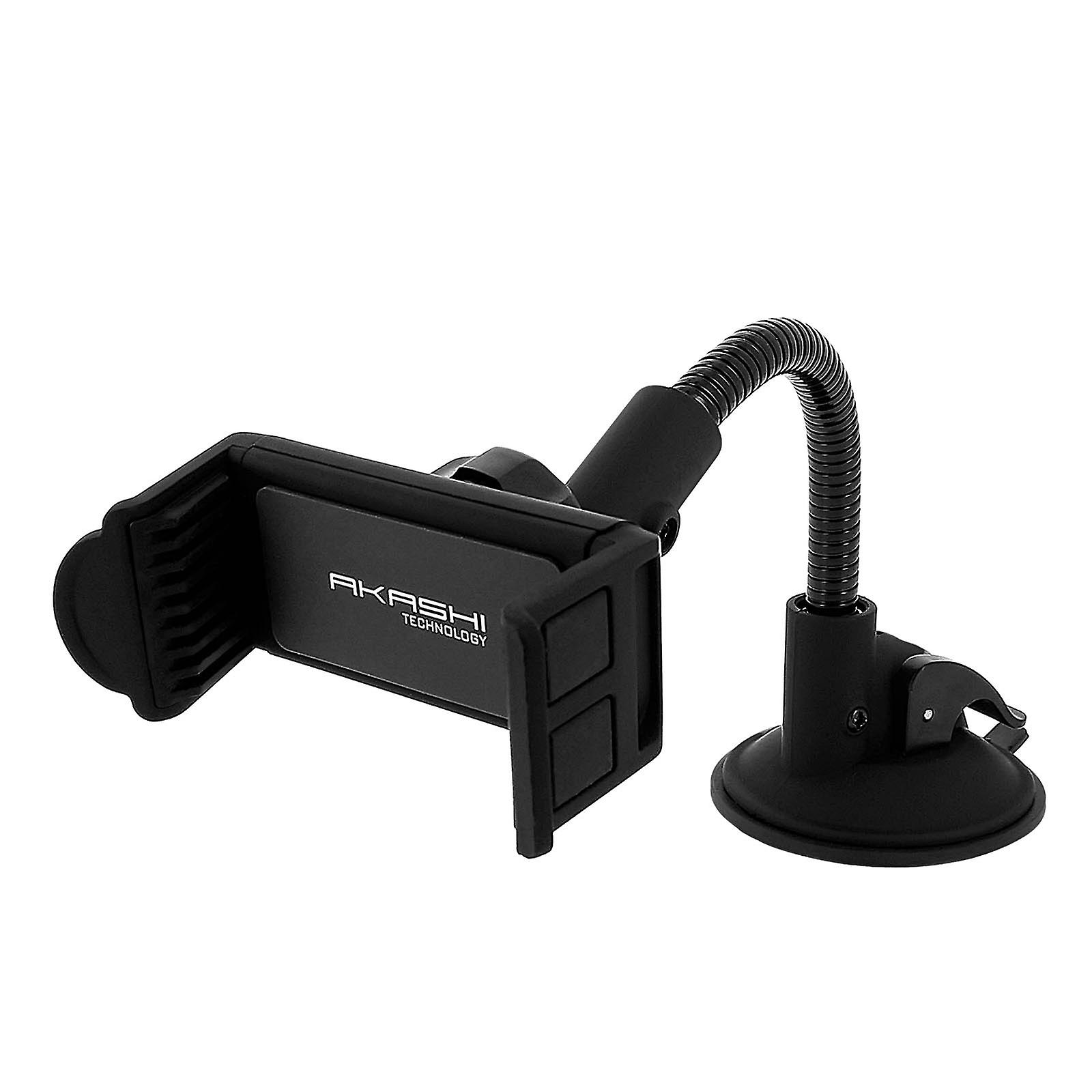 Support Smartphone Fixation Ventouse Pare-brise Ressort Extensible Akashi - Noir