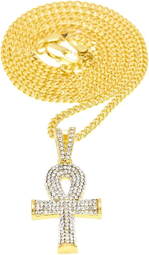 Buffalo Niagara Marriott Key Ankh Cross Pendant Necklace White Gold Plated Iced Out Cubic Zirconia Bling Hip Hop Jewelry From Woodenarts, $15.47
