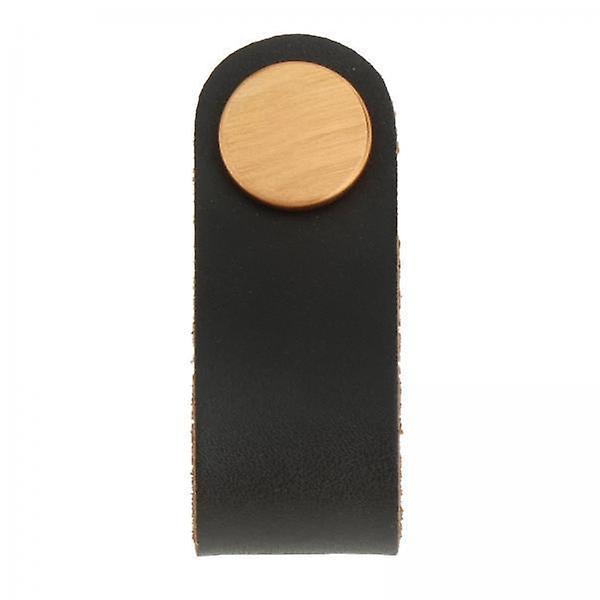 10xLeather Furniture Handle Pull With Screws Cabinet Door Knobs Hardware Black