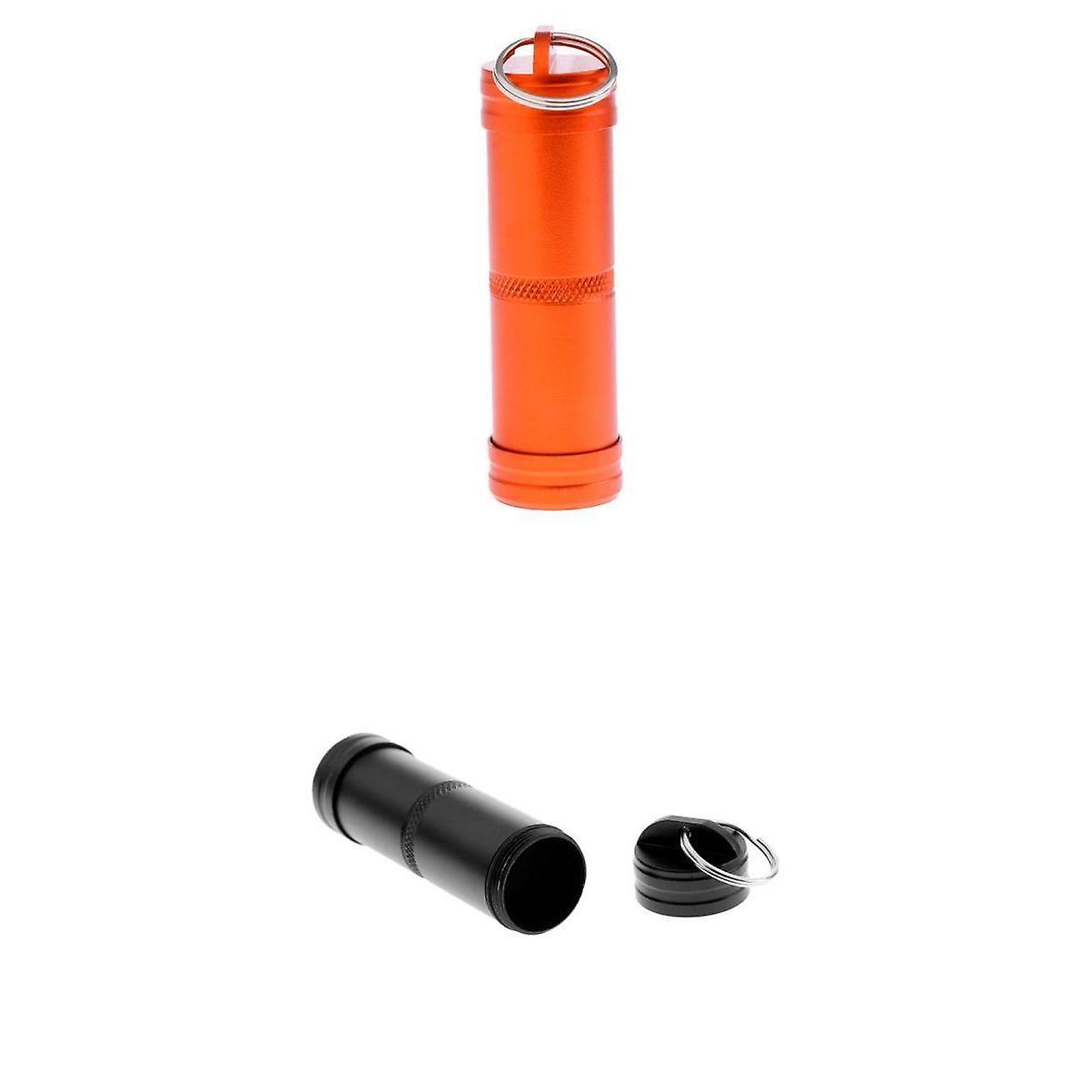2 Pieces Waterproof Capsule Holder Pill Case Bottle Container Orange