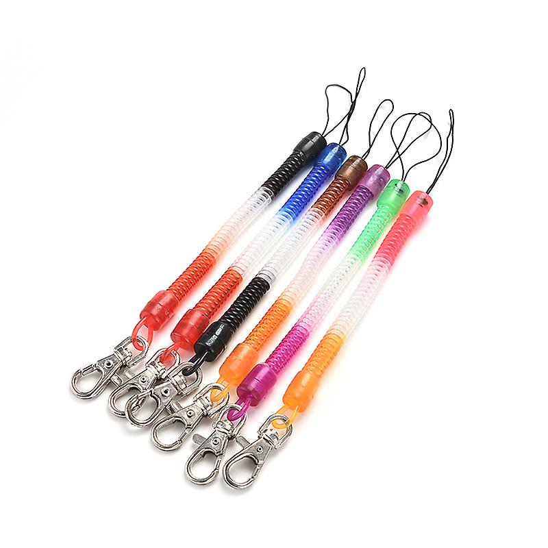 Random 1pcs Retractable Plastic Spring Coil Spiral Stretch Keychain Ring Chain Keyring