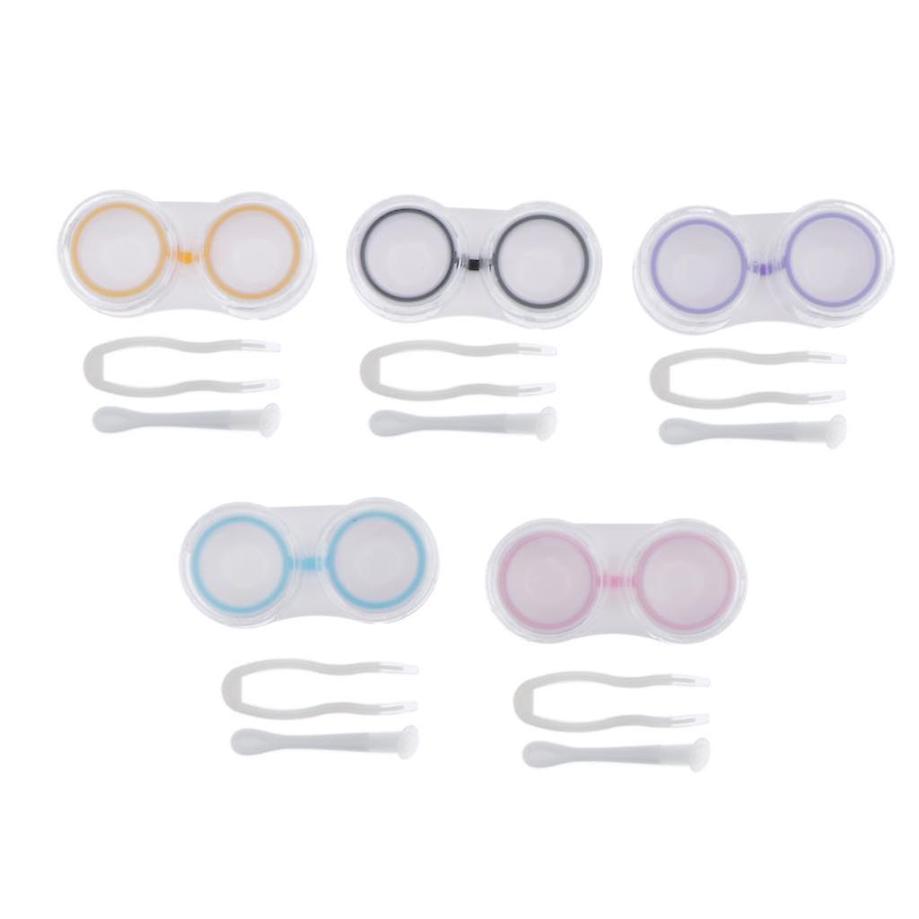 5Pcs Portable Colored Contact Lens Soaking Case Container Holder Storage Box