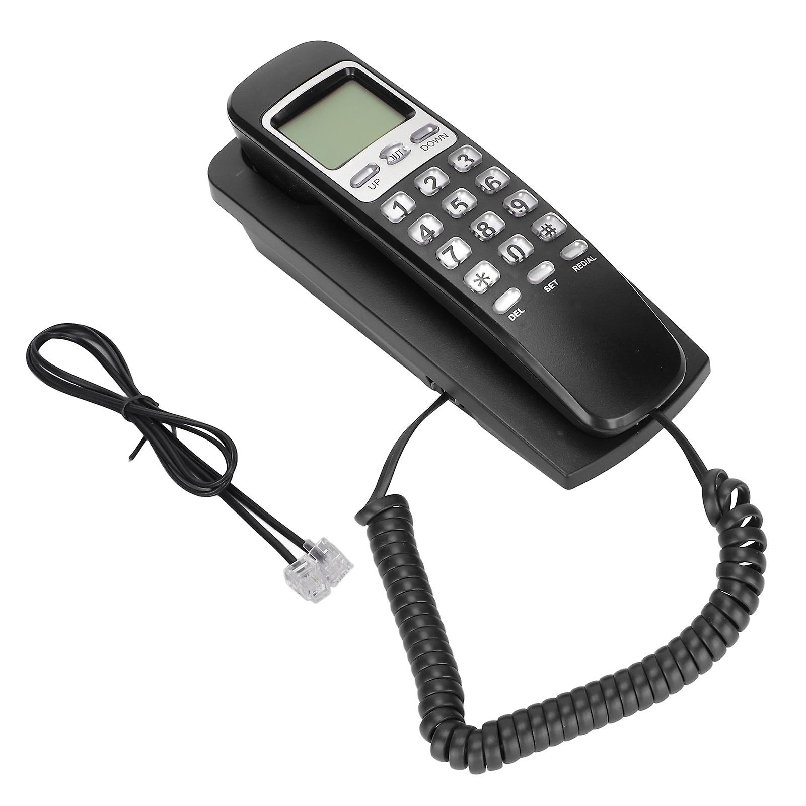 KXT777CID Corded Wall Phone Calendar LCD Display Redial Function Landline Corded Telehone for Hotel Home Office(Black )