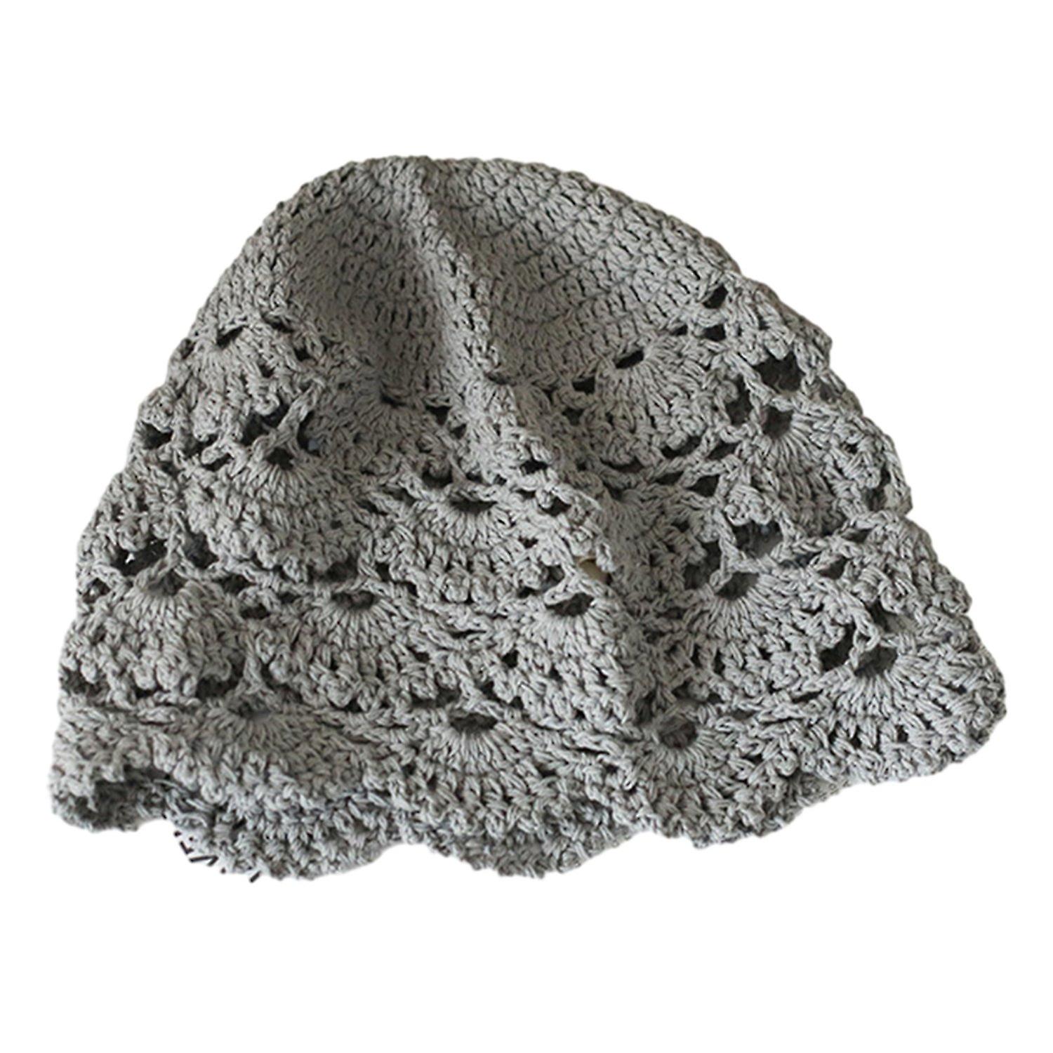 Ladies Hat Hollow Out Lace Soft Manual Crochet Knitted Soft Elastic Solid Color Breathable