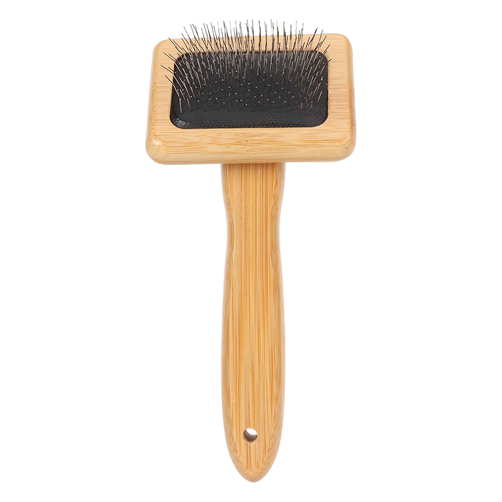 Peigne en macramé avec coussin gonflable et trou, brosse de nettoyage en bambou finement poli pour tapisserie pour animaux de compagnie S