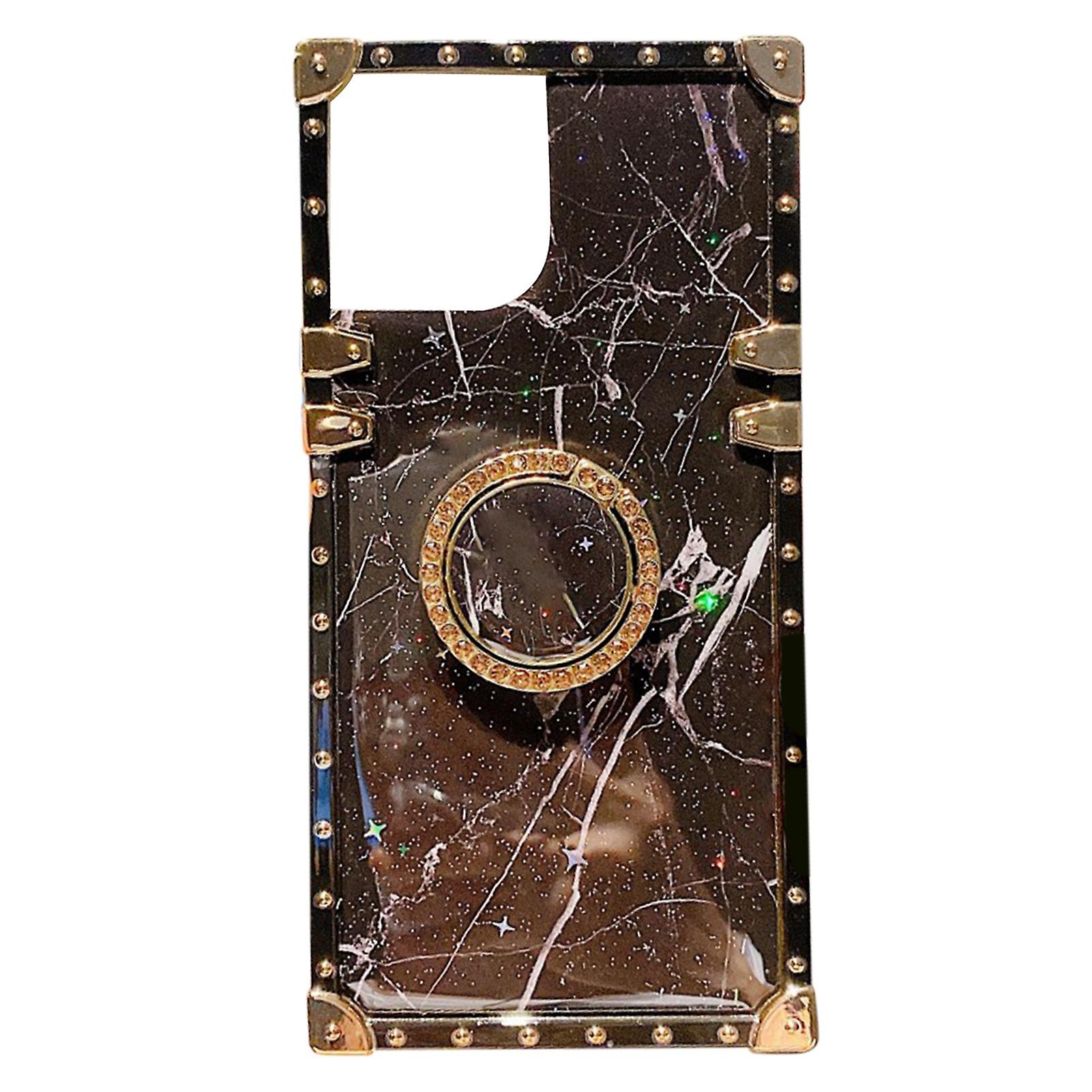 iPhone 12 Case Black - 3D Marble Pattern, Shockproof, Full Wrap with Stand, Premium TPU