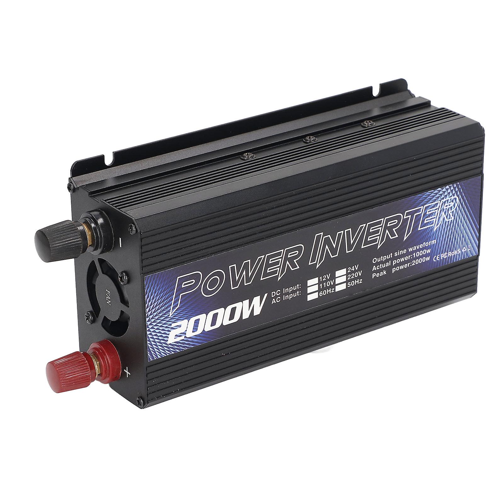 Car Power Inverter Solar Power Universal Aluminum Alloy Low Noise Modified Sine Wave Inverter for Multipurpose Charging 2000W