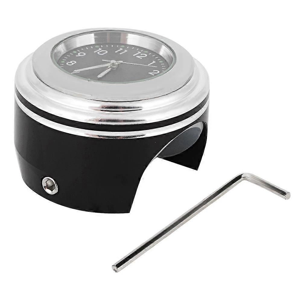 Quartz Clock Black Dial White Text Waterproof Motorbike Handlebar Mount Easy Installation Durable Steel Accessories for Customisatio