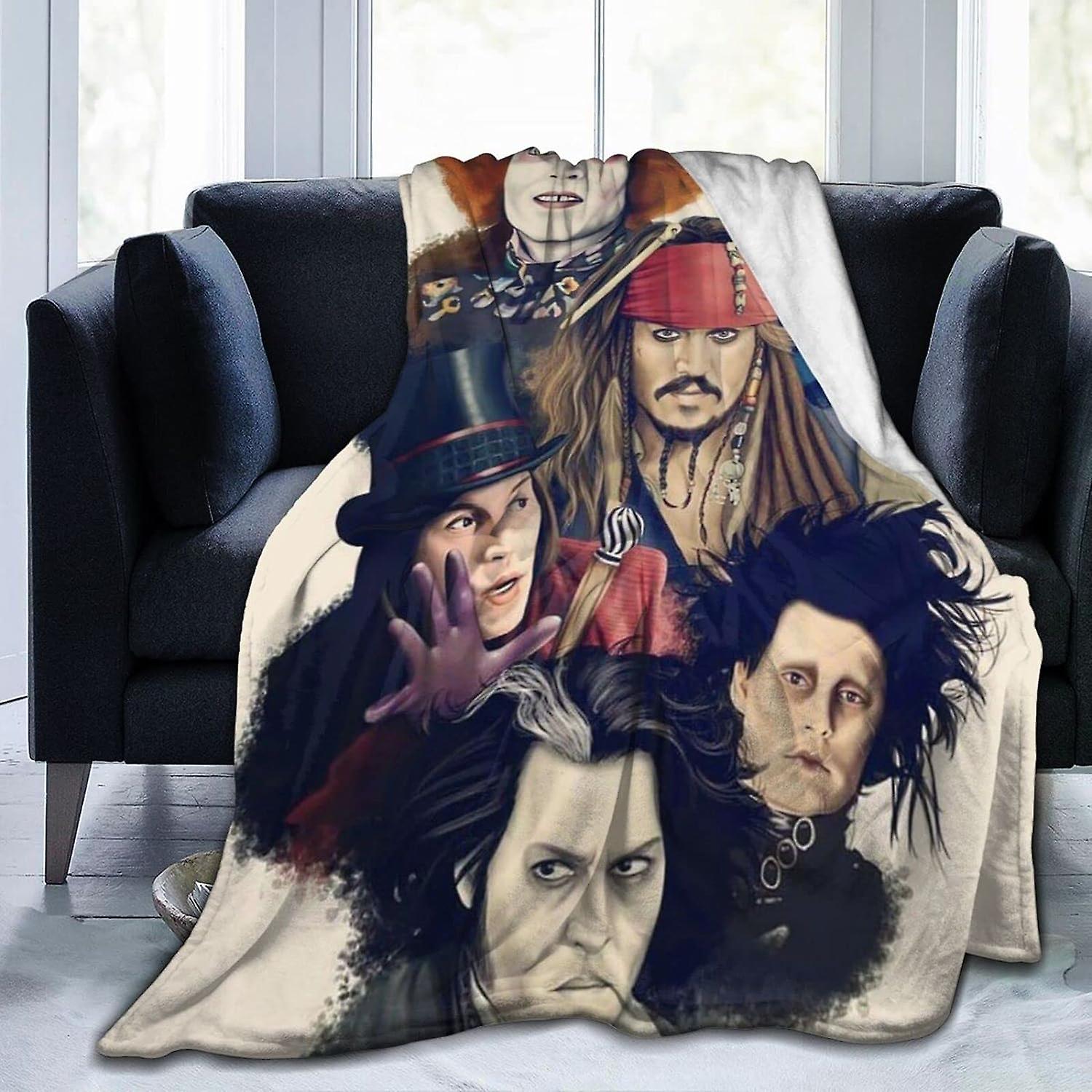 AY1281 Johnny Depp Throw Blanket Super Soft Comfy Flannel Blanket Plush Blanket for Couch Bed Sofa