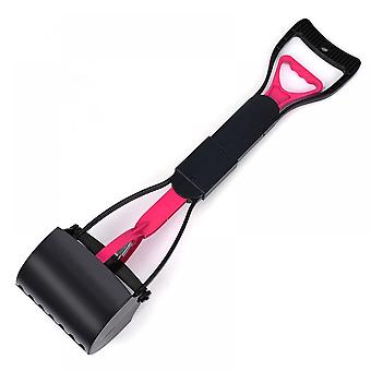 Veeki Unbreakable Pet Poop Spoon for Dogs and Cats with Foldable Long Handle High Strength Material and Durable Spring, (Pink + Black