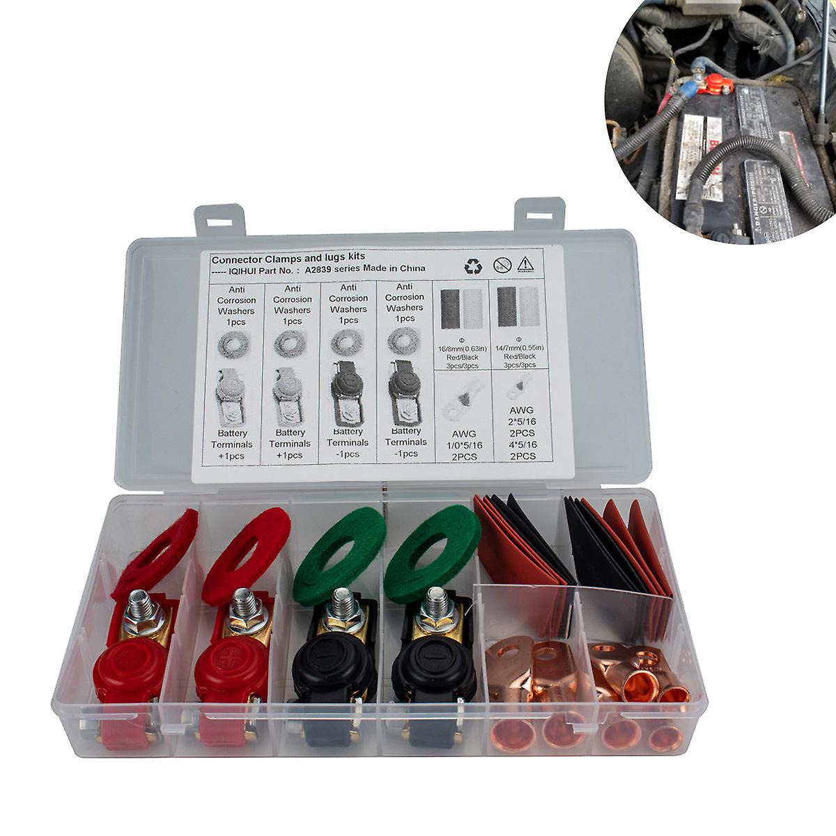 2-Pair Car Universal Battery Bolt Battery Clip Wiring Classification Set