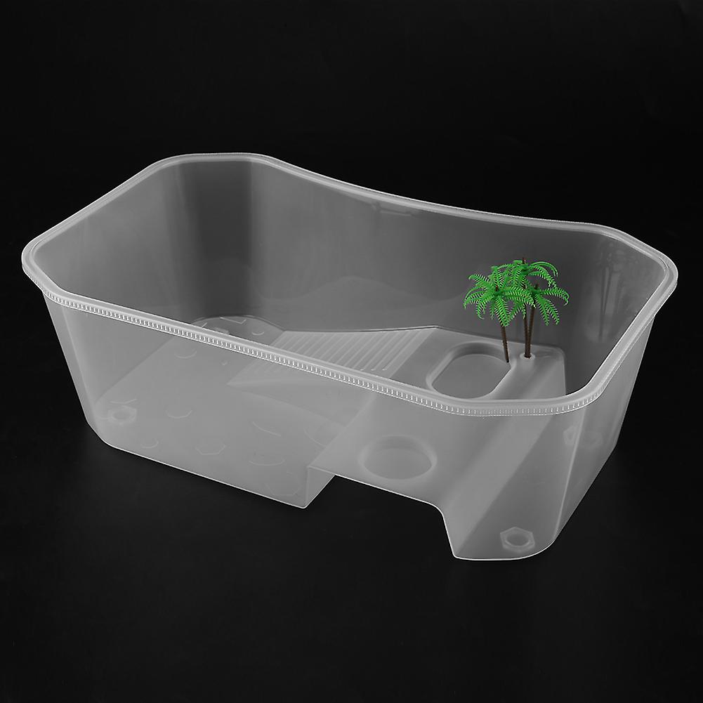 Small Plastic Open Fish Tank 40x23x13cm with Basking Platform, White