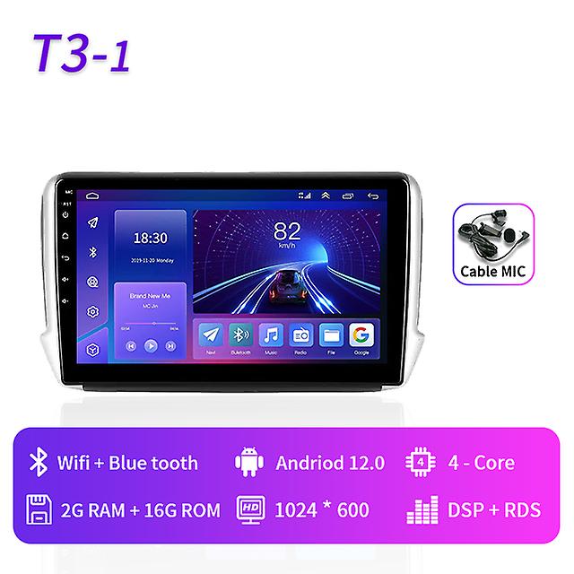 2din Android 12 Car Radio Stereo For Peugeot 2008 208 Series 2012-2018 Multimedia Gps Player Navigation Dvd Head Unit Auto Audio