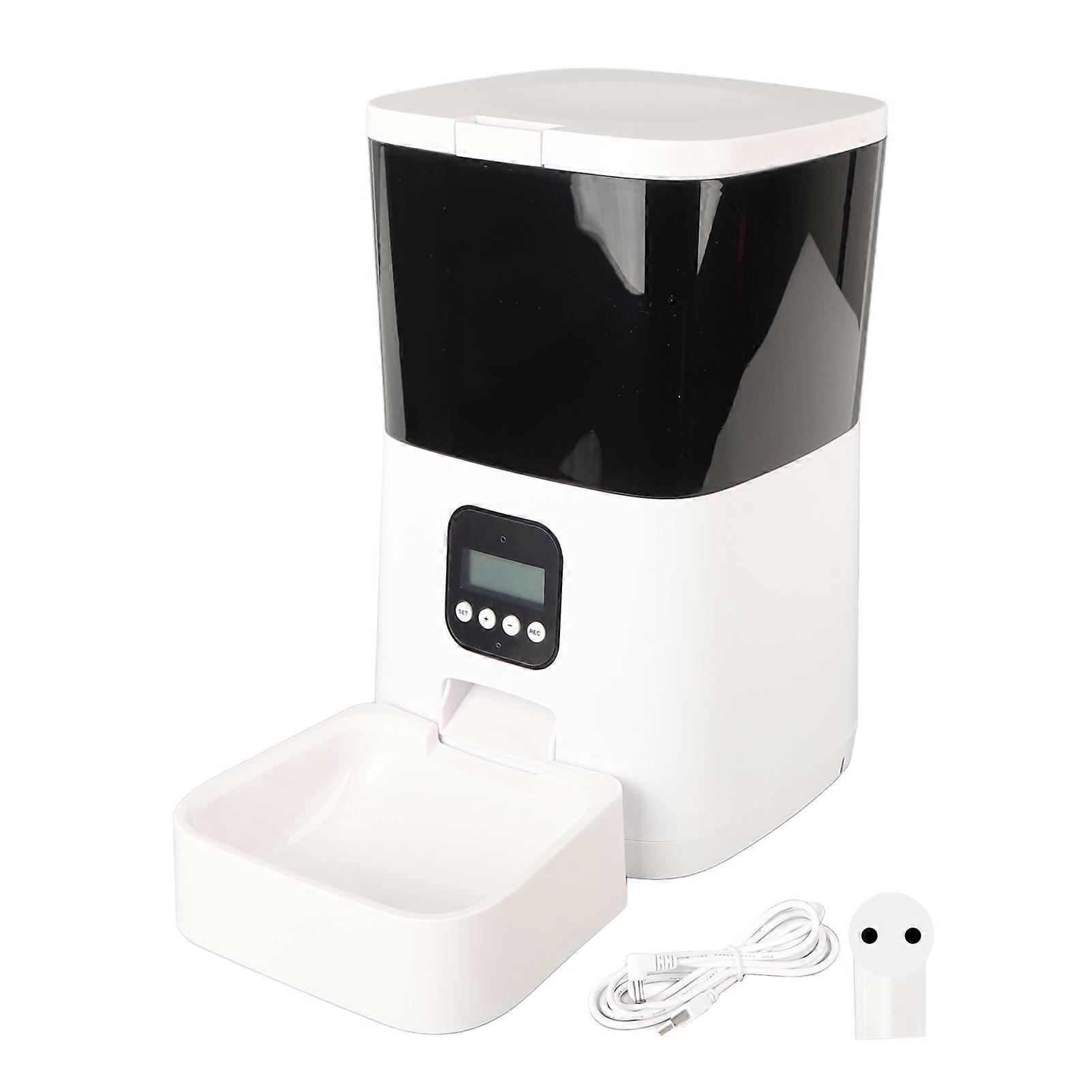 Automatic Pet Feeder Voice Control Timing Translucent 7l Smart Pet Dry Food Dispenser For Cat Dog White 100240v Eu Plug