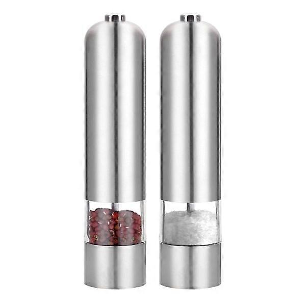 2-Pack - Electric Salt & Pepper Grinders in Stainless Silver
