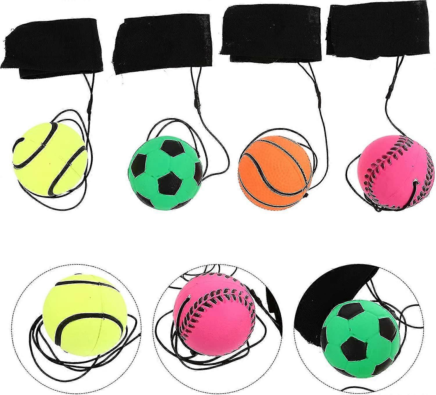 Wrist Return Ball Wrist Ball Fluorescent Ball With Wrist Strap And String Bouncy Ball