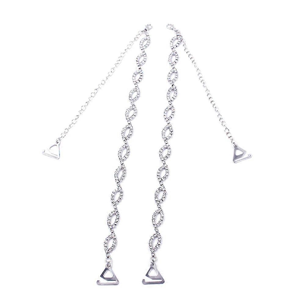 1 Pair of Adjustable Rhinestone Bra Straps Shiny Underwear Straps (Silver)