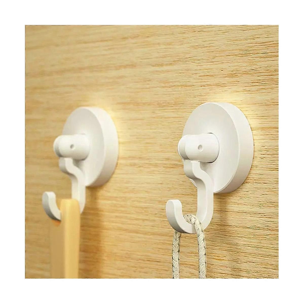 18PCS Adhesive Ceiling and Wall Hooks - Round Swivel Spinning Turn 360/180 No Drill Stick on Hook for Hanging
