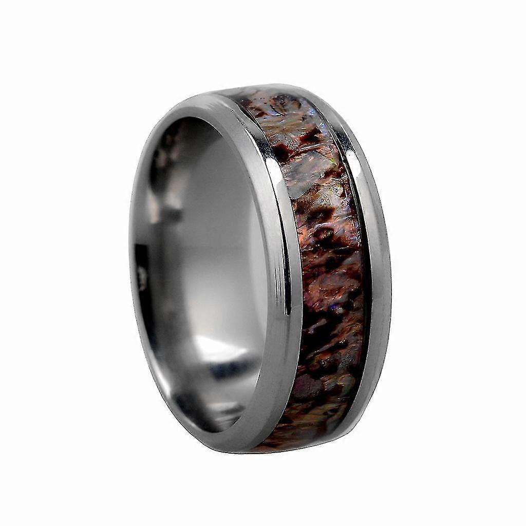 Mænds Ring Abalone Shell Indlæg Højpolerede ringe i rustfrit stål 8mm us8