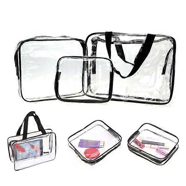 3-pack Translucent Transparent Toiletry Make-up bag transparent